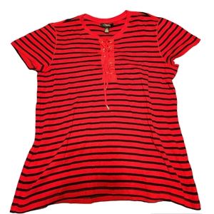 Chaps Women's Lace Up Tee Shirt - Size L